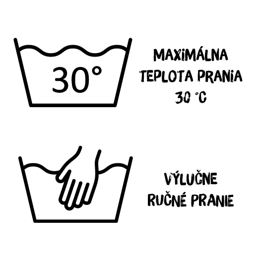 Maximálna teplota prania 30 stupňov a ručné pranie